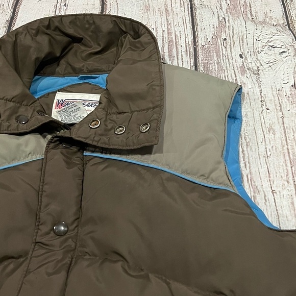 Vintage 1980s Brown Button Up Goose Down 80s Vest Puffer Outwear Jacket - Picture 4 of 8